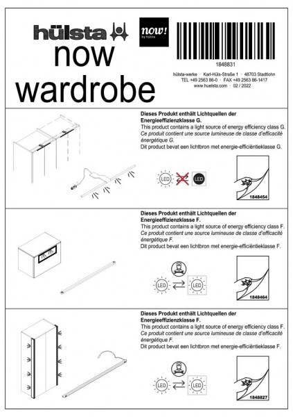 now! wardrobe Demontage-instructies verlichting
