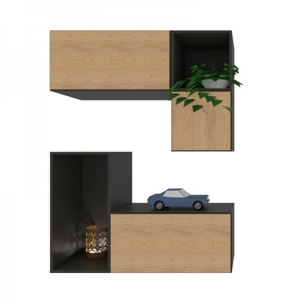 now! to go Suggested Combination of 5 boxes, slate grey - natural oak